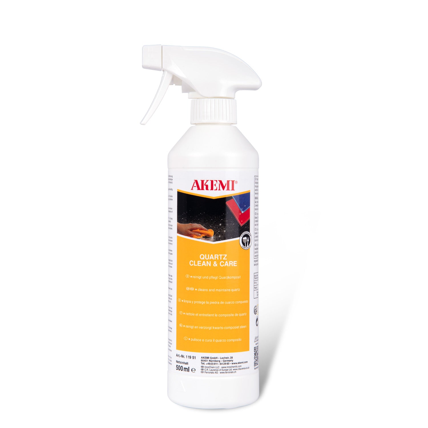 Akemi Quartz Clean en Care spray dagelijkse reiniger voor kwartscomposiet 500 ml
