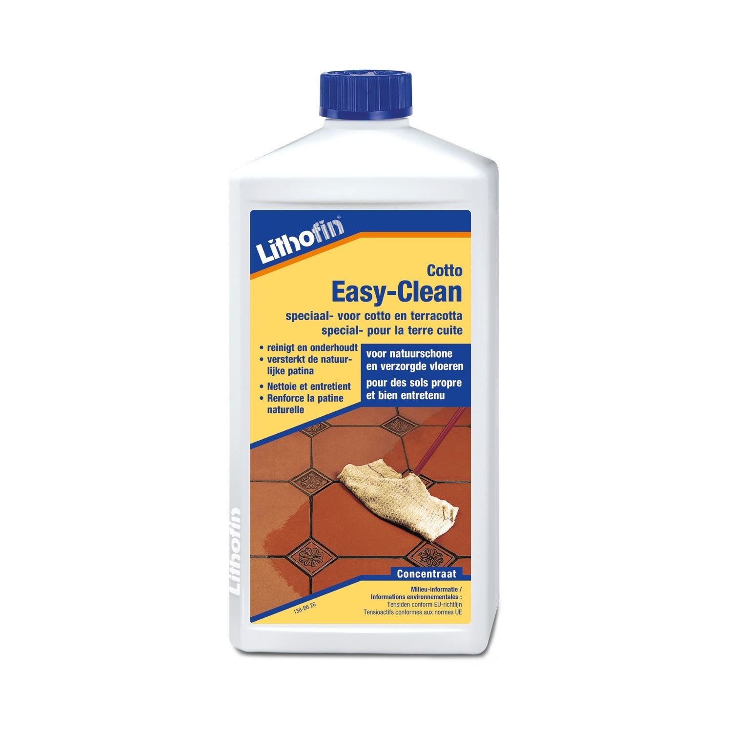 Lithofin Cotto Easy-Clean onderhoudsreiniger voor cotto en terracotta 1 liter