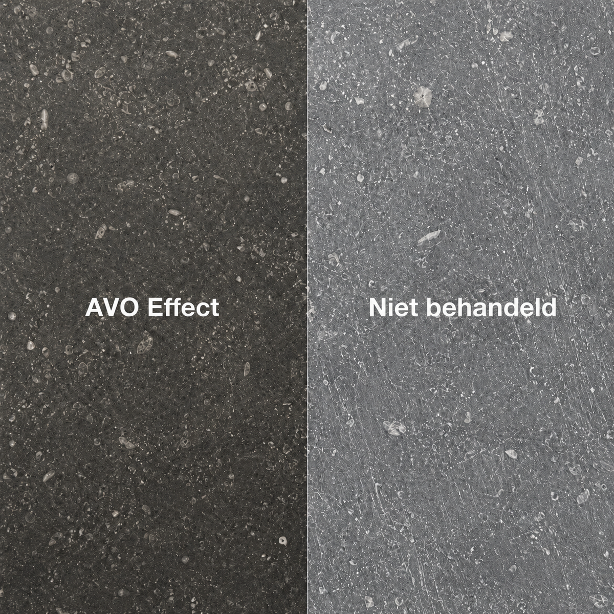 Avo Hardsteen Kleurverdieper effect op hardsteen, behandeld versus onbehandeld