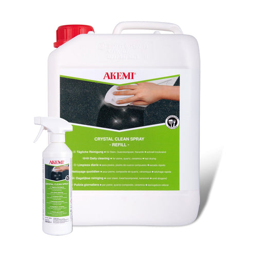 Akemi Crystal Clean Spray reiniger voor natuursteen, verkrijgbaar als spray 500 ml en navulling 5 liter