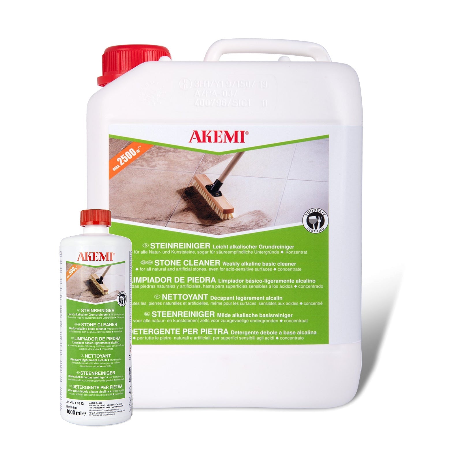 Akemi Steenreiniger natuursteenreiniger voor natuursteen, verkrijgbaar in 1 liter en 5 liter