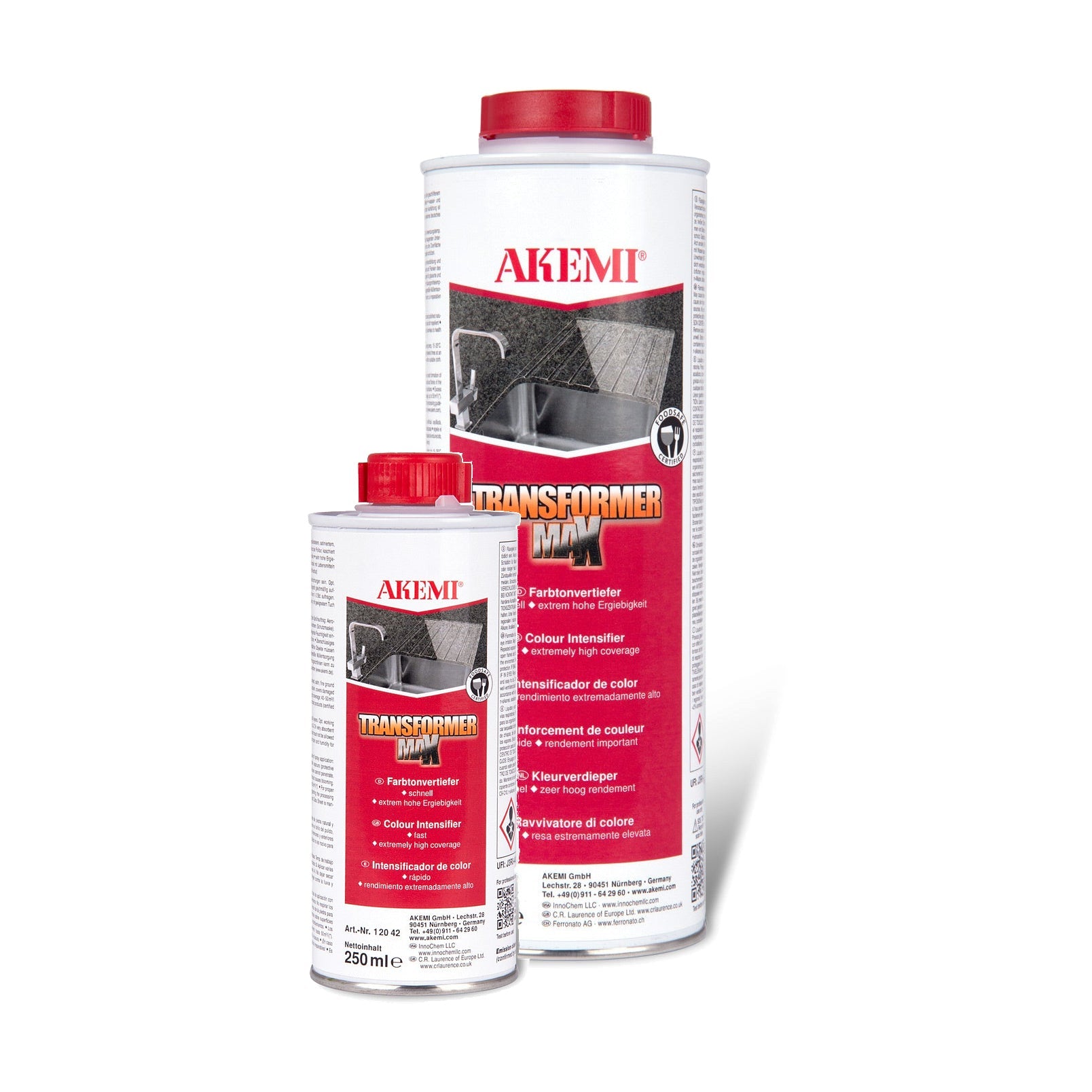 Akemi Transformer MAX kleurverdiepende impregnering voor natuursteen, verkrijgbaar in 250 ml en 1 liter