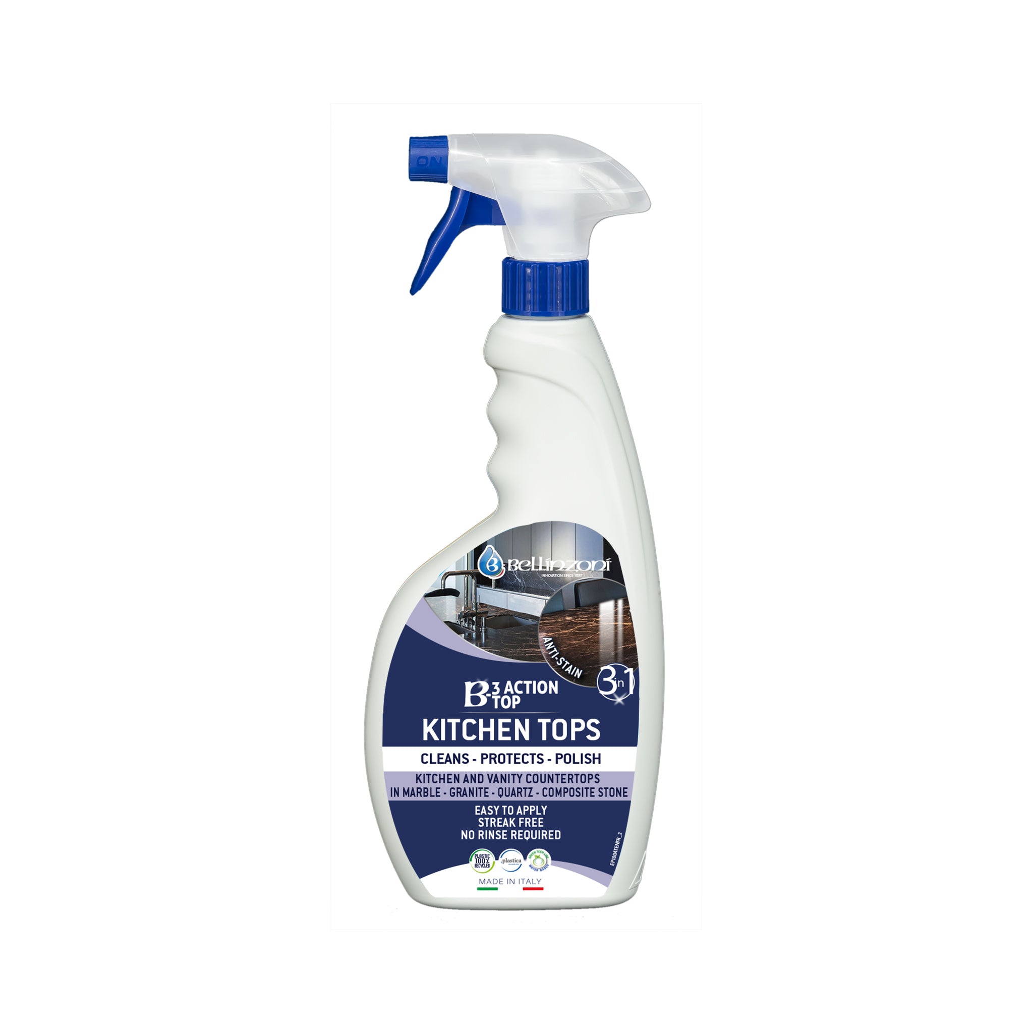 Bellinzoni 3-Action Kitchen Tops reiniger voor keukenwerkbladen van natuursteen 750 ml