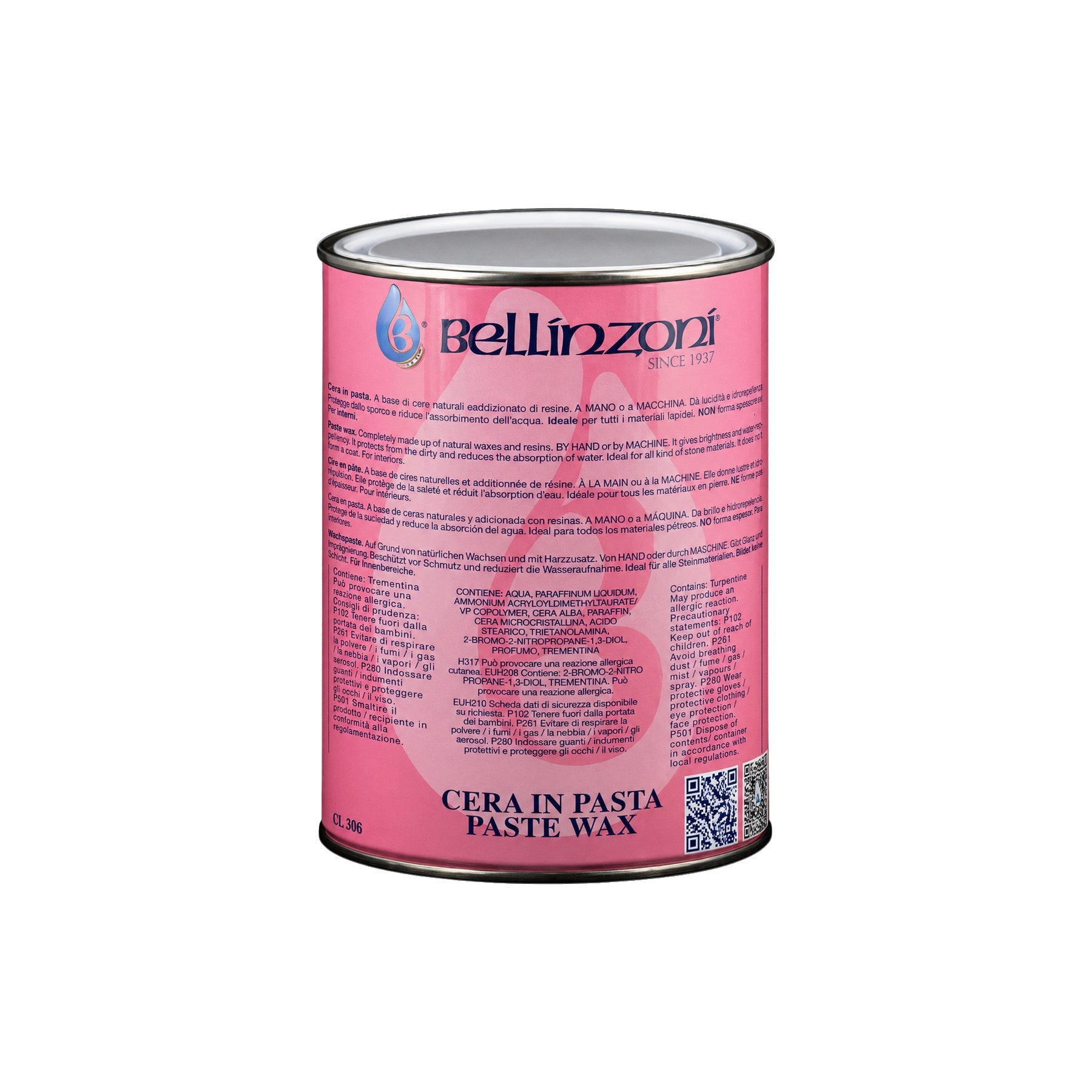 Bellinzoni Was Cera in Pasta transparante beschermende was voor lichte natuursteen, marmer en graniet 250 ml