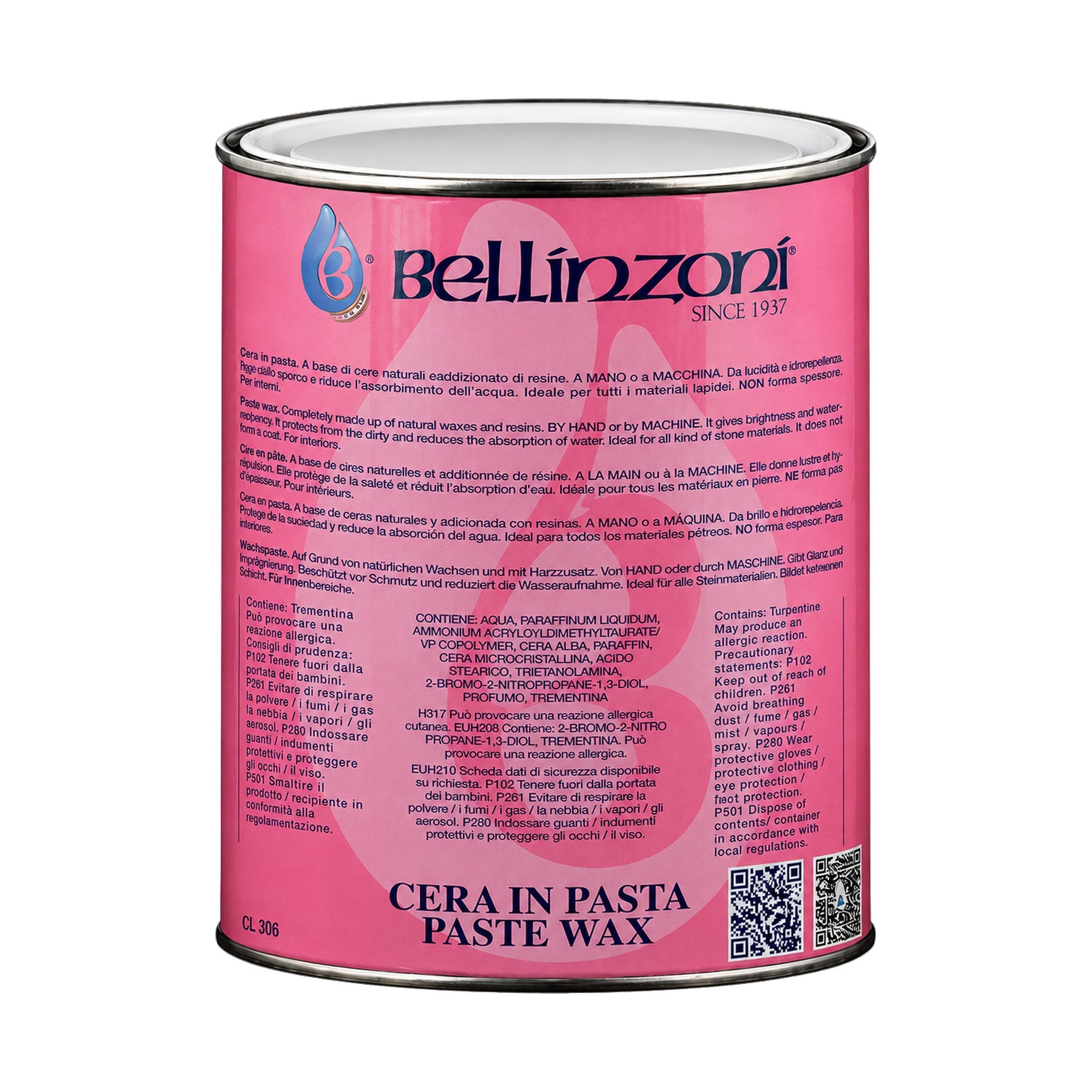 Bellinzoni Was Cera in Pasta transparante beschermende was voor lichte natuursteen, marmer en graniet 750 ml