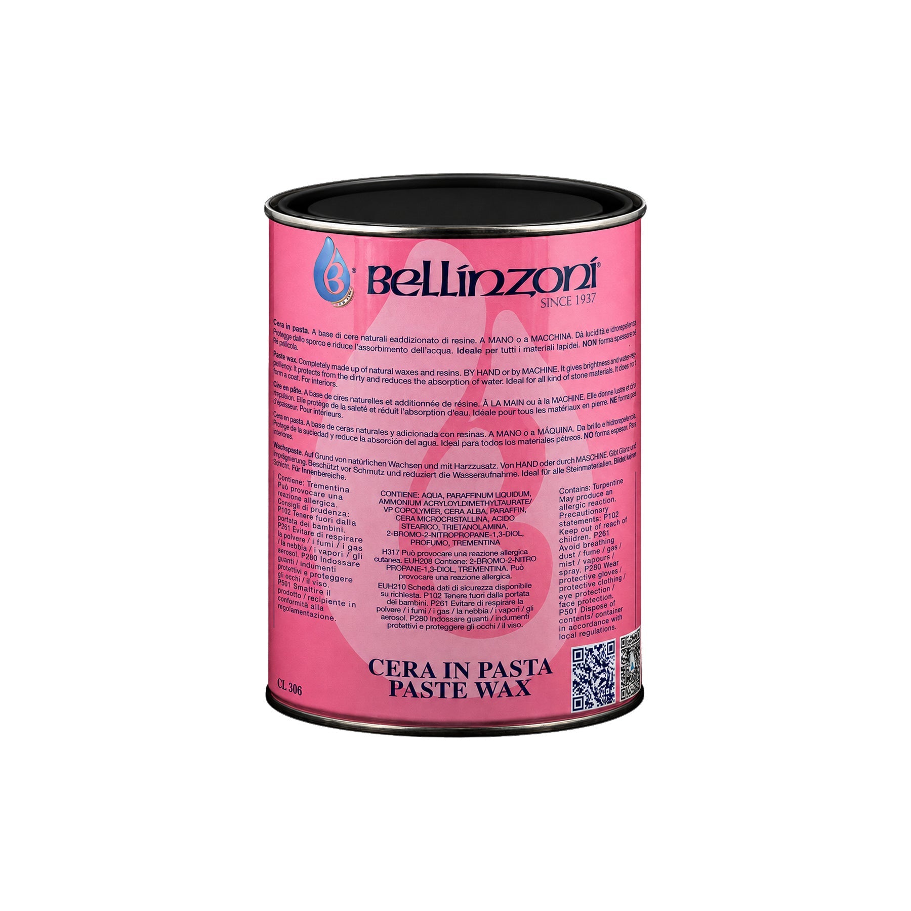 Bellinzoni Was Cera in Pasta zwarte beschermende was voor donkere natuursteen, marmer en graniet 250 ml