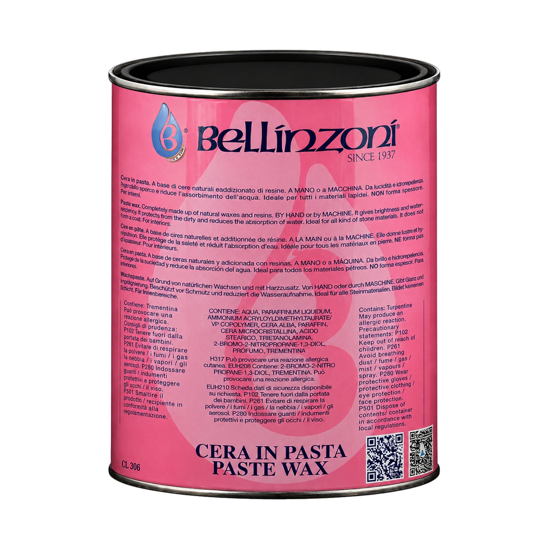 Bellinzoni Was Cera in Pasta zwarte beschermende was voor donkere natuursteen, marmer en graniet 750 ml