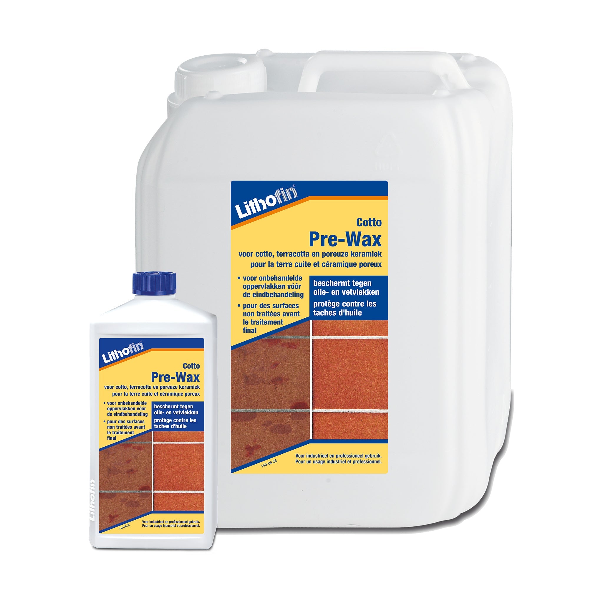 Lithofin Cotto Pre-Wax voorbehandeling voor cotto en terracotta, verkrijgbaar in 1 liter en 5 liter