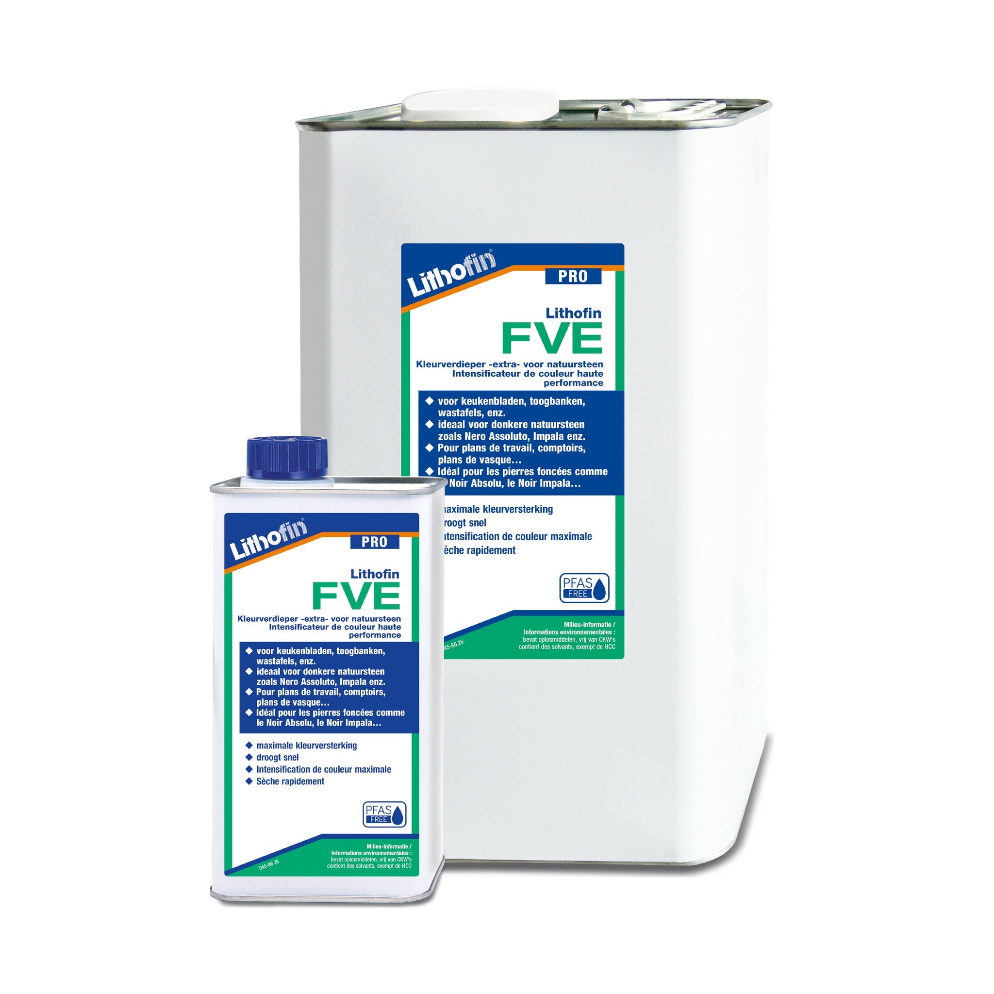Lithofin FVE PRO kleurverdiepende impregnering voor donkere natuursteen, 1 liter en 5 liter