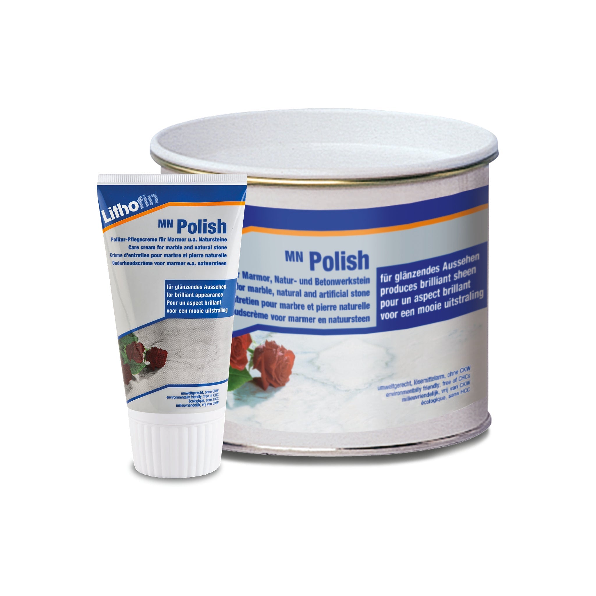 Lithofin MN Polish Crème onderhoudscrème voor marmer, natuursteen en betonsteen, verkrijgbaar in 150 ml en 500 ml