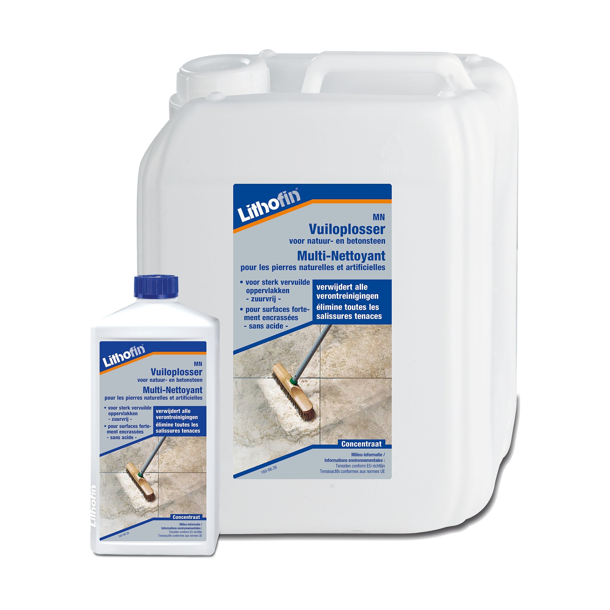 Lithofin MN Vuiloplosser intensieve reiniger voor natuursteen en betonsteen, verkrijgbaar in 500 ml, 1 liter en 5 liter