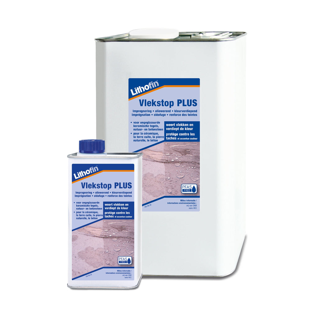 Lithofin Vlekstop Plus impregneer en vlekbescherming voor natuursteen, 1 liter en 5 liter